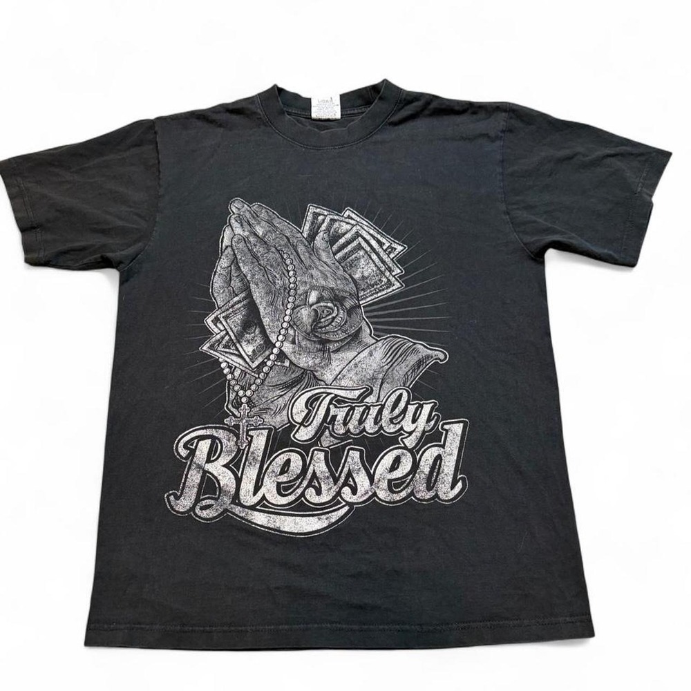 Vintage Y2K streetwear truly blessed double sided tshirt size large